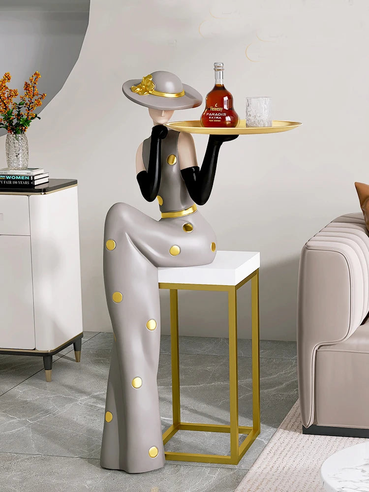 Light Luxury Art Figure Large Floor to Floor Decoration Tray Living Room foyer TV Cabinet Sofa Next to Home Decoration - https://mohammadcollection.com