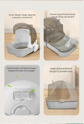 Extra-large MC THE BLACK DIAMOND semi-enclosed cat litter box with drawer-style design, providing privacy and easy cleaning for cats.