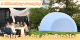 MC THE BLACK DIAMOND inflatable igloo dome tent set up outdoors, showcasing its pop-up design and durable air-inflated structure.