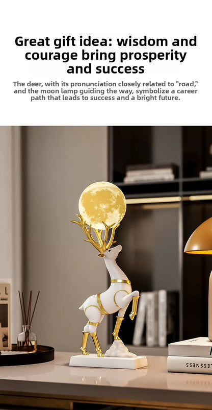 Nordic Luxury Decor Lucky Deer Figurine Living Room Office Desk Decoration Bedroom Night Light Modern Home Art Accessories Gifts - 𝕄𝕮 𝕋𝕙𝕖 𝔹𝕝𝕒𝕔𝕜 𝔻𝕚𝕒𝕞𝕠𝕟𝕕