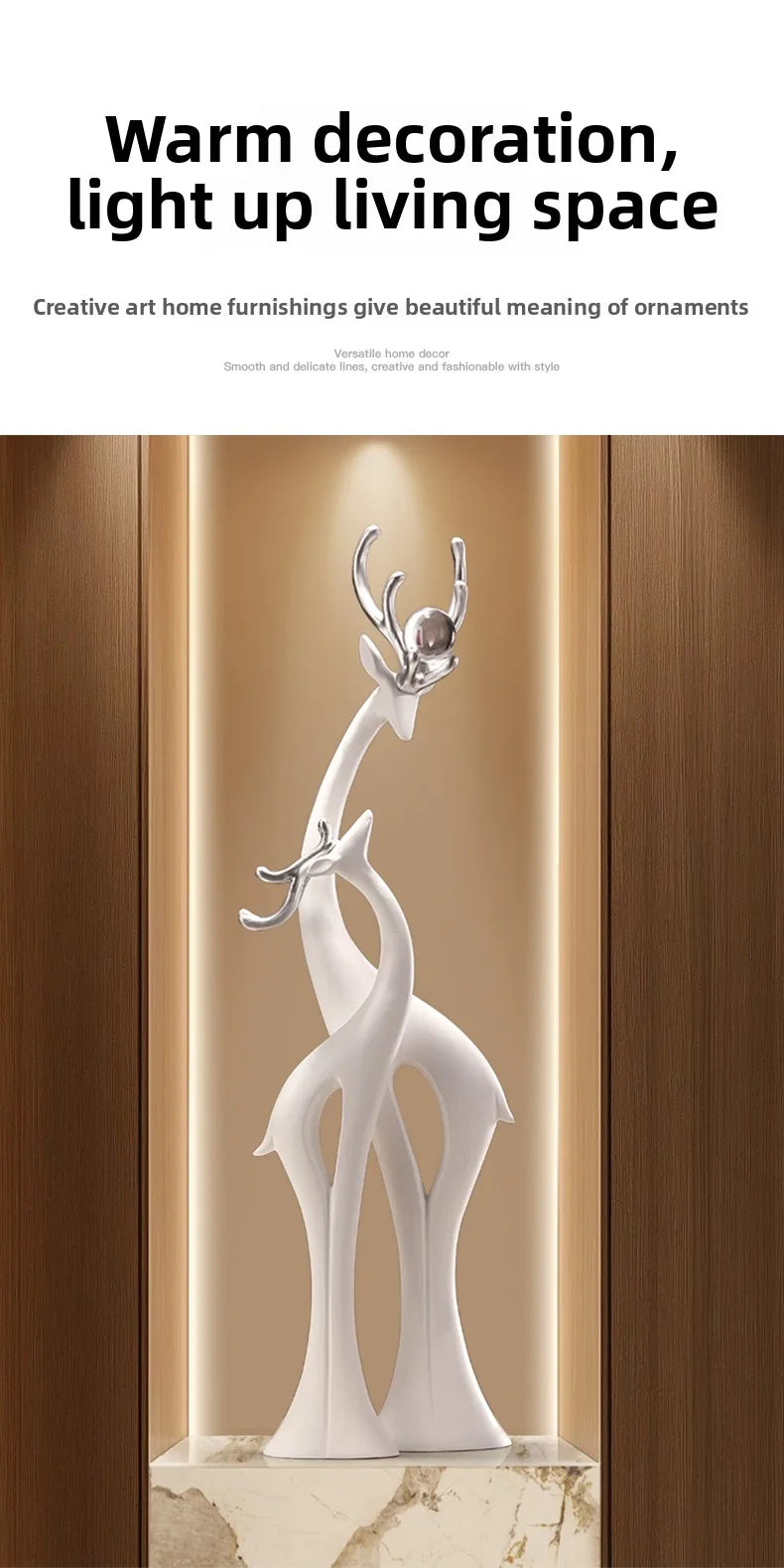 Modern Simple Home Decor Couple Deer Figurine Ornament Light Luxury Living Room TV Cabinet Entrance Desk Decoration Wedding Gift - 𝕄𝕮 𝕋𝕙𝕖 𝔹𝕝𝕒𝕔𝕜 𝔻𝕚𝕒𝕞𝕠𝕟𝕕