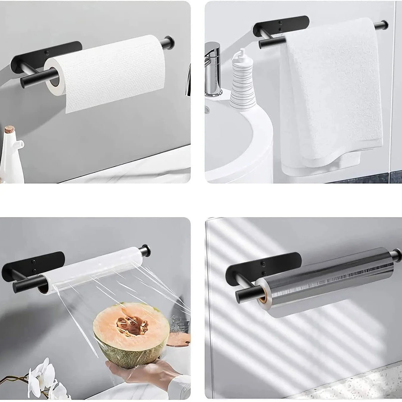 Self-Adhesive Under Cabinet Paper Towel Holders for Kitchen Paper Towels Available in Adhesive Screws Stainless Steel - https://mohammadcollection.com