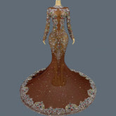 MC THE BLACK DIAMOND luxury floor-length dress with sparkling crystals, elegant and glamorous evening wear.