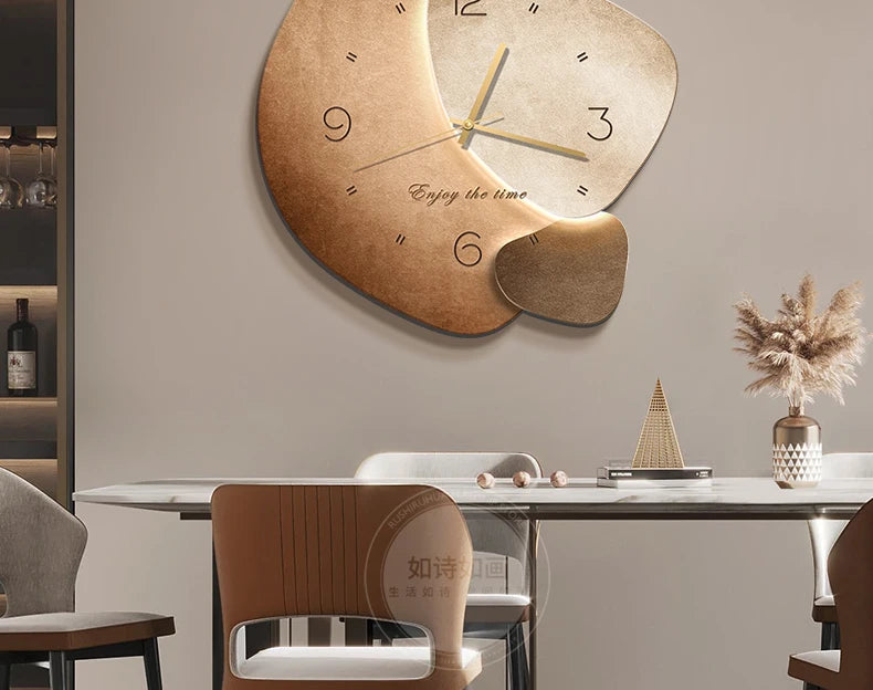 Modern MC THE BLACK DIAMOND wall clock with silent mechanism, decorative digital design, suitable for living and dining rooms.