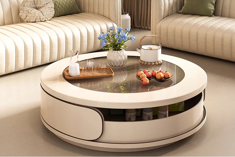 Minimalist Nordic-style coffee table by MC THE BLACK DIAMOND featuring sleek storage and luxurious modern design.
