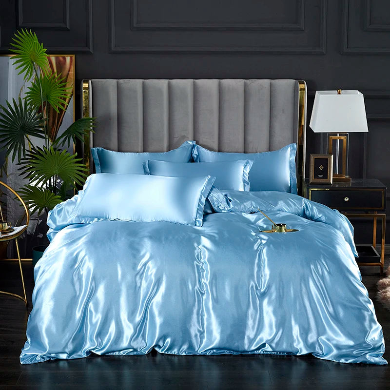 Queen and king size comforter cover with no pillowcase, bedding from MC The Black Diamonds, shown on a neatly made bed.