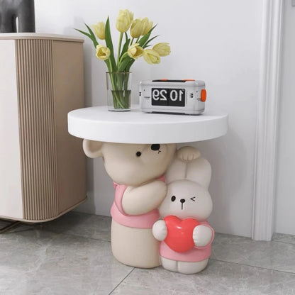 Cream Style Home Decor Parent-child Bear Statue Coffee Table Creative Livingroom Sofa Side Table Bedroom Bedside Table Furniture - 𝕄𝕮 𝕋𝕙𝕖 𝔹𝕝𝕒𝕔𝕜 𝔻𝕚𝕒𝕞𝕠𝕟𝕕