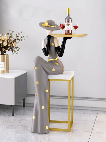 Light Luxury Art Figure Large Floor to Floor Decoration Tray Living Room foyer TV Cabinet Sofa Next to Home Decoration - https://mohammadcollection.com