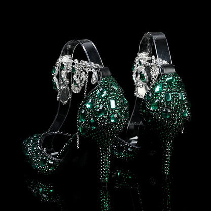 Bling Luxury Handmade Full Rhinestones Women Pumps Fashion Diamonds Crystal Pendant Banquet High heels Party Prom Wedding Shoes - https://mohammadcollection.com