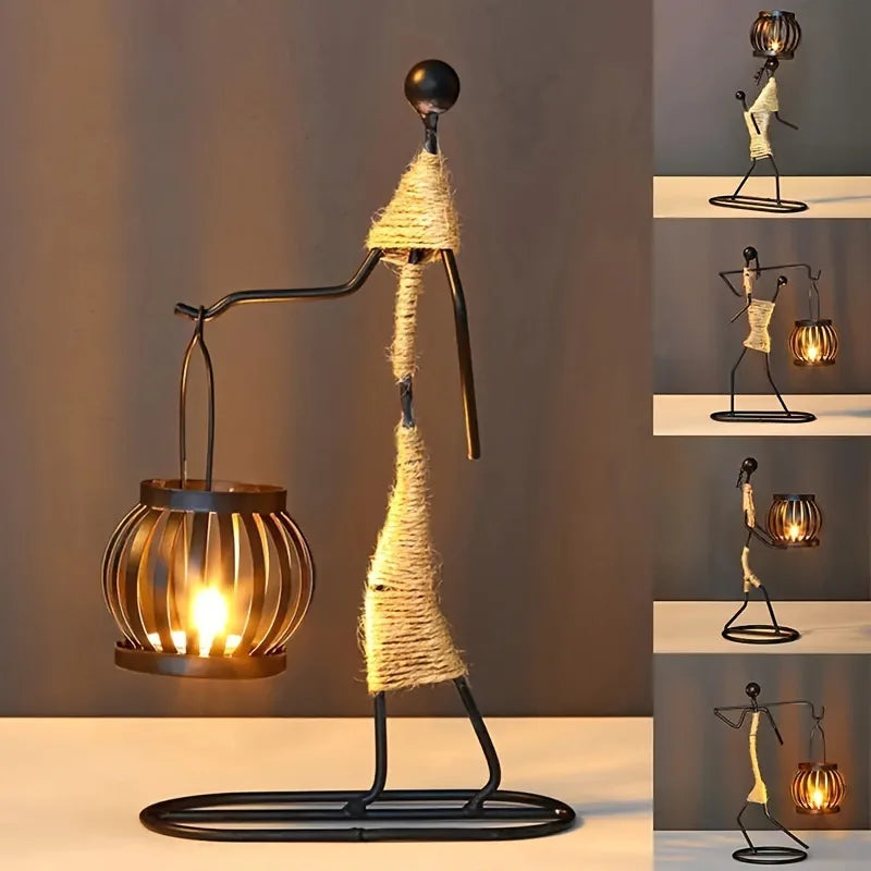 Nordic metal candle holder with abstract character sculpture by 𝕄𝕔 𝕋𝕙𝕖 𝔹𝕝𝕒𝕔𝕜 𝔻𝕚𝕒𝕞𝕠�