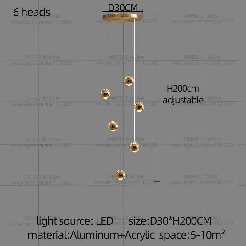 MC Modern LED Staircase Pendant Light Hanging Living Room