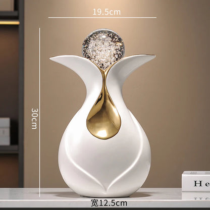 Modern Art Ceramic Ornaments Crystal Ball Feng Shui Home Decor Living Room Wine Cabinet TV Cabinet Office Decorative Figurines - 𝕄𝕮 𝕋𝕙𝕖 𝔹𝕝𝕒𝕔𝕜 𝔻𝕚𝕒𝕞𝕠𝕟𝕕