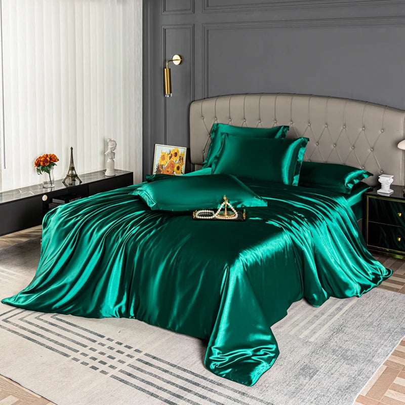 Black satin duvet cover from 𝕄𝕔 𝕋𝕙𝕖 𝔹𝕝𝕒𝕔𝕜 𝔻𝕚𝕒𝕞𝕠𝕟𝕕