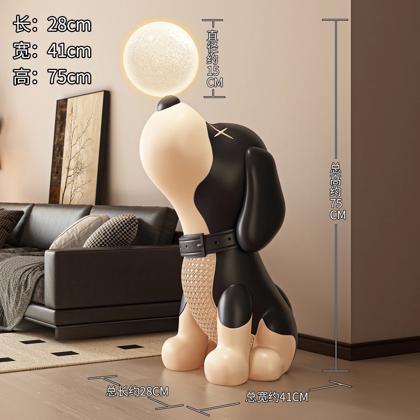 Nordic Art Home Decor Luminous Beagle Dog Statue Creative Living Room Large Welcome Sculpture Floor Decoration Housewarming Gift - 𝕄𝕮 𝕋𝕙𝕖 𝔹𝕝𝕒𝕔𝕜 𝔻𝕚𝕒𝕞𝕠𝕟𝕕