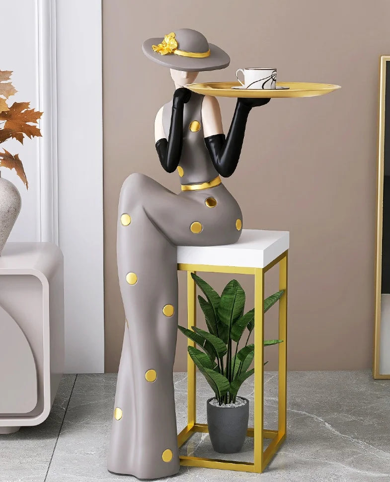 Light Luxury Art Figure Large Floor to Floor Decoration Tray Living Room foyer TV Cabinet Sofa Next to Home Decoration - https://mohammadcollection.com