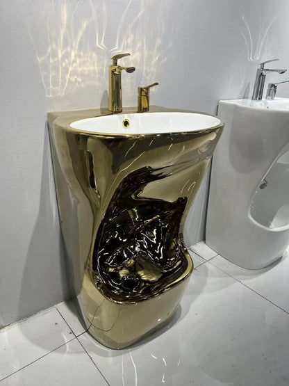 modern high-gloss veneer square ceramic foot basin export non-slip