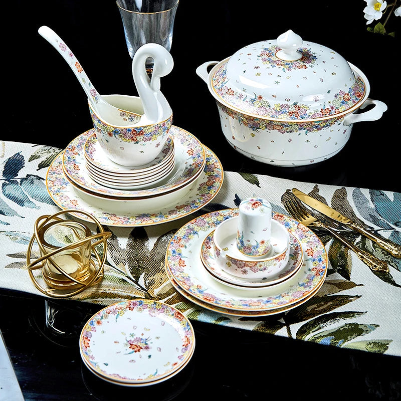 Porcelain dinnerware set with 50 pieces featuring star design, from 𝕄𝕮 𝕋𝕙𝕖 𝔹𝕝𝕒𝕔𝕜 𝔻𝕚𝕒𝕞