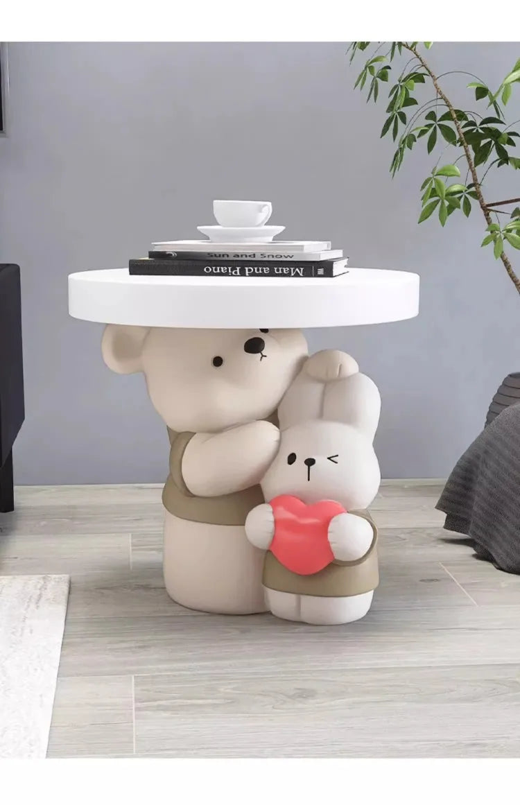Cream Style Home Decor Parent-child Bear Statue Coffee Table Creative Livingroom Sofa Side Table Bedroom Bedside Table Furniture - 𝕄𝕮 𝕋𝕙𝕖 𝔹𝕝𝕒𝕔𝕜 𝔻𝕚𝕒𝕞𝕠𝕟𝕕