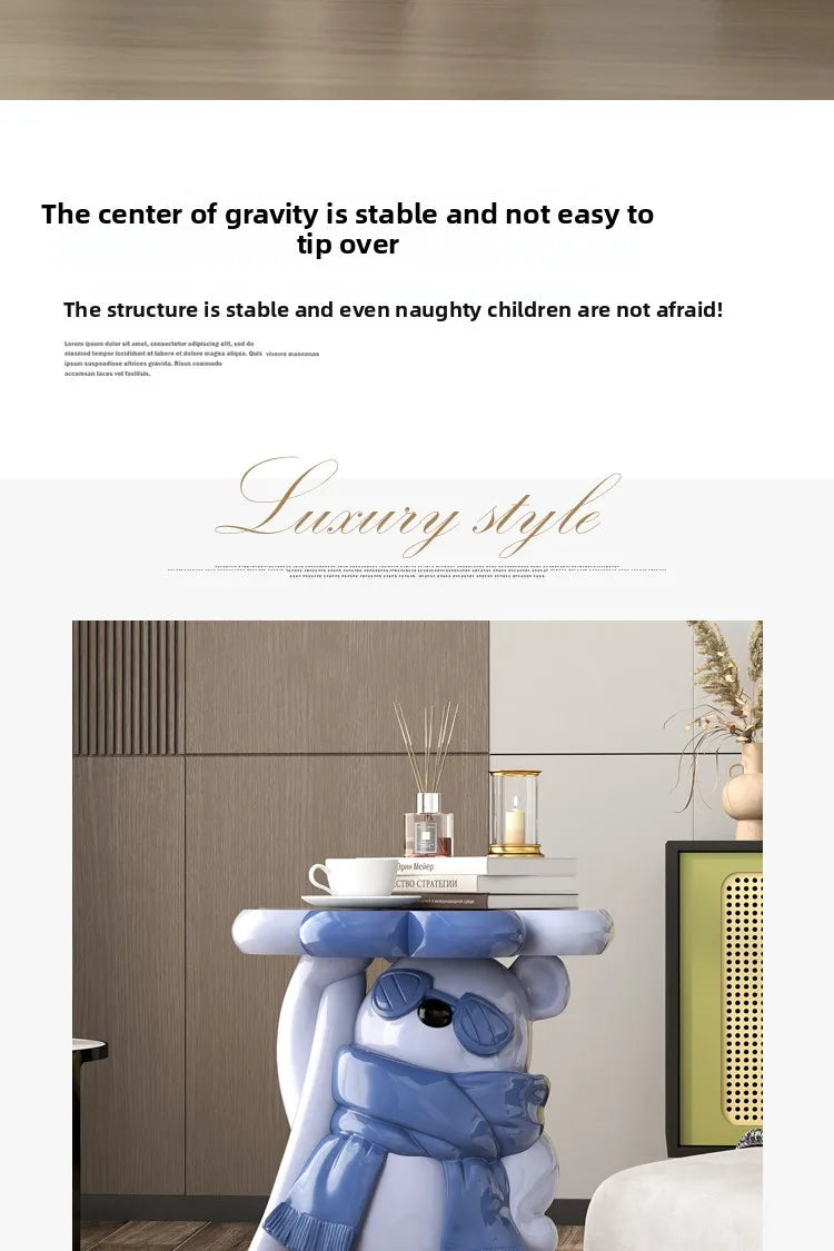 Nordic Style Living Room Small Coffee Table Creative Cartoon Bear Sofa Side Table Kawaii Room Decor Bedside Table Storage Rack - 𝕄𝕮 𝕋𝕙𝕖 𝔹𝕝𝕒𝕔𝕜 𝔻𝕚𝕒𝕞𝕠𝕟𝕕