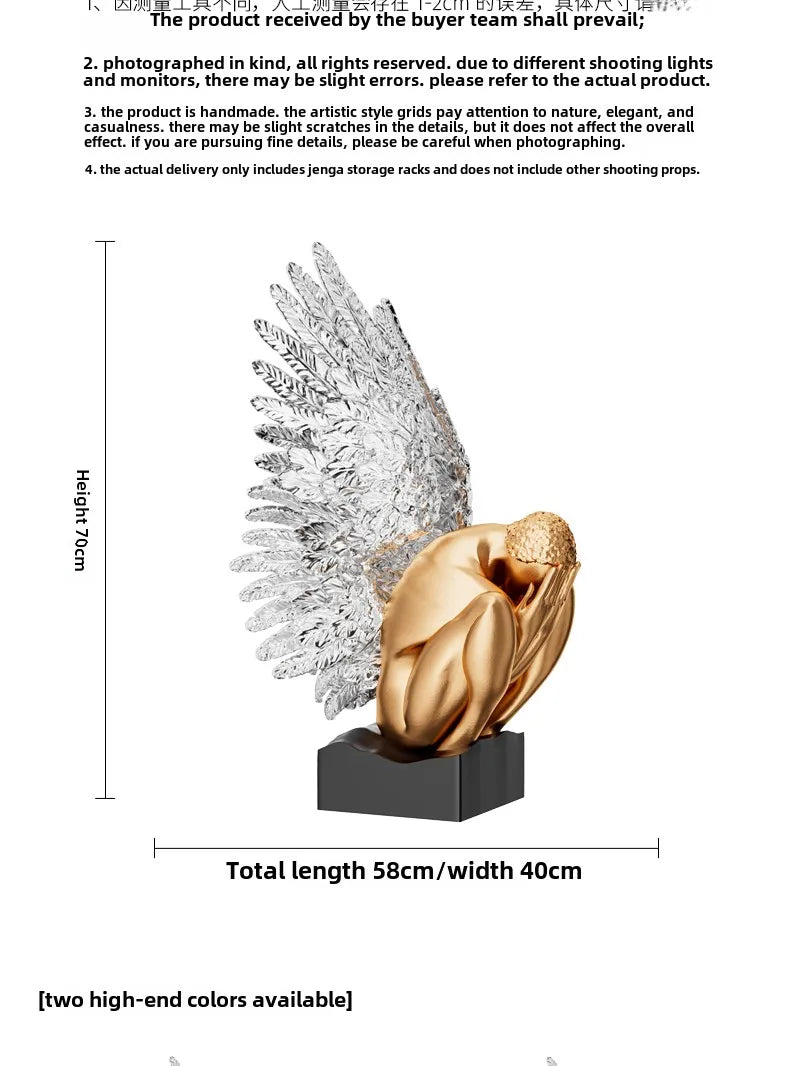 High-end MC THE BLACK DIAMOND wings sculpture, stylish desk decoration and art statue for hotel or club interior decor.