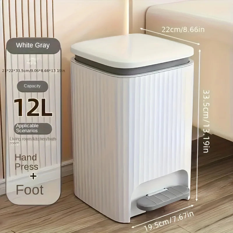 12L Compact Foot Pedal Trash Can, Light Luxury Durable Plastic Bin -Rust-Proof Easy-Clean Space-Saving for Bathroom Laundry Room - https://mohammadcollection.com