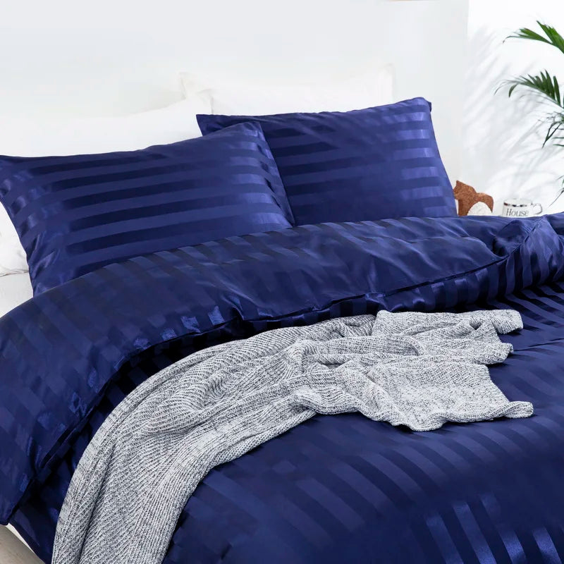 Satin striped ivory white duvet cover set by 𝕄𝕔 𝕋𝕙𝕖 𝔹𝕝𝕒𝕔𝕜 𝔻𝕚𝕒𝕞𝕠�