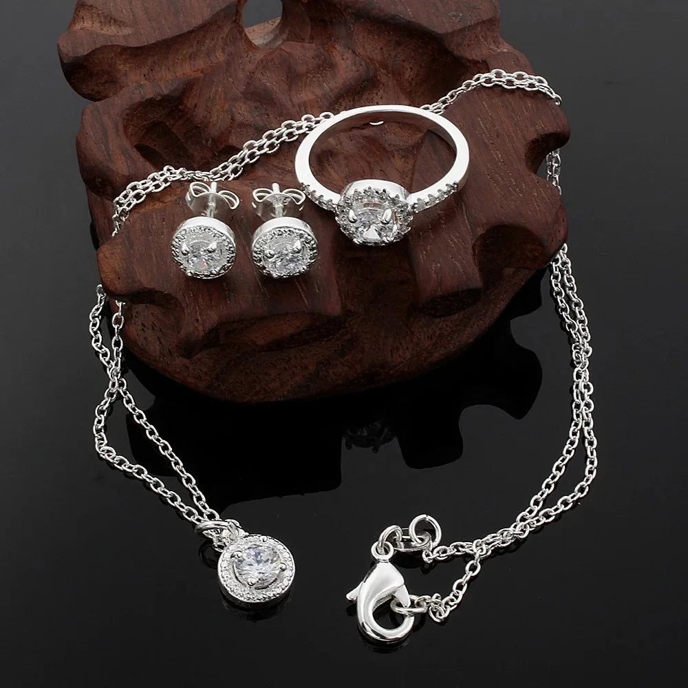 Zircon crystal silver jewelry set including necklace, ring, and earrings from 𝕄𝕔 𝕋𝕙𝕖 𝔹𝕝𝕒𝕔𝕜 𝔻𝕚𝕒�