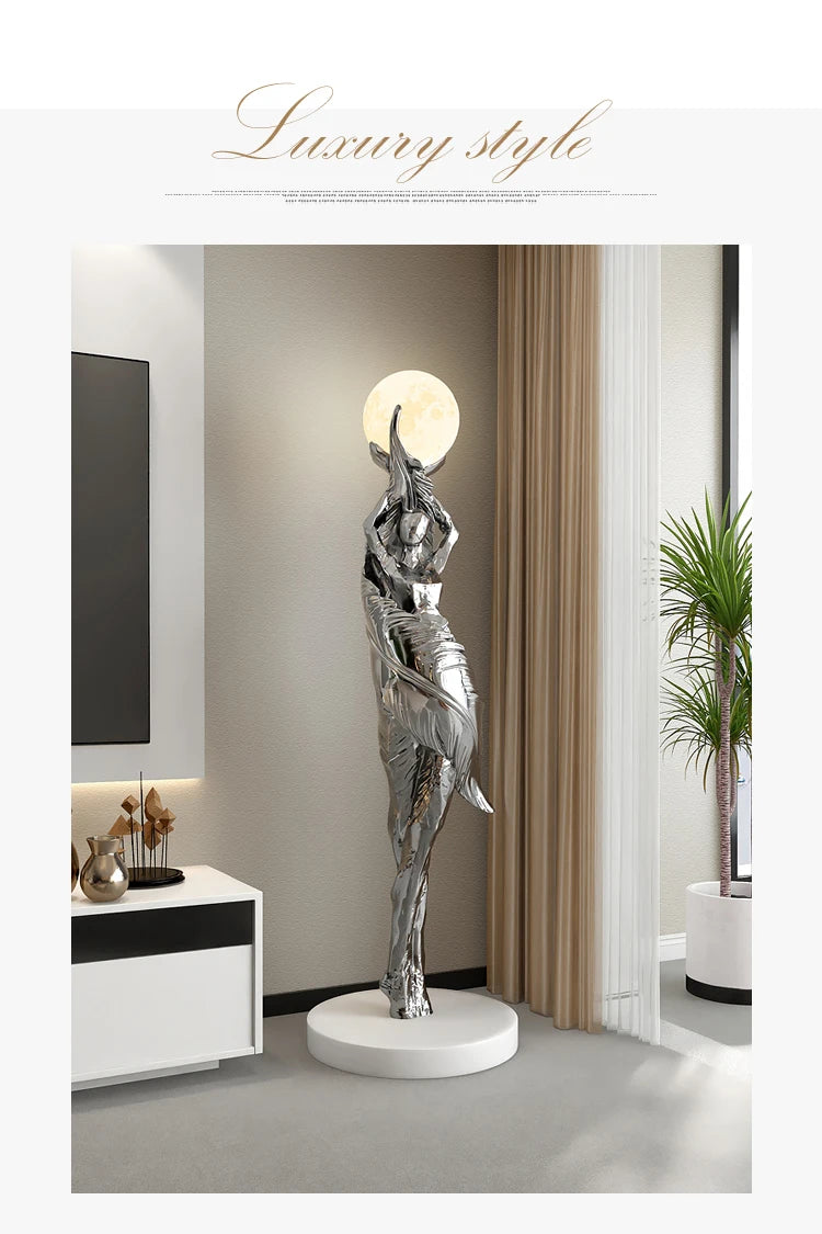 Modern HomeDecor Abstract Feather Girl Art Sculpture Ornament Large Size Figure Statue Living Room Floor Decor Resin Crafts Gift - https://mohammadcollection.com