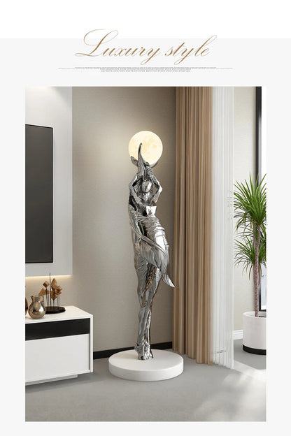 Modern HomeDecor Abstract Feather Girl Art Sculpture Ornament Large Size Figure Statue Living Room Floor Decor Resin Crafts Gift - https://mohammadcollection.com