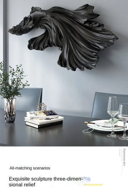 Nordic Home Wall Decor 85cm Fighting Fish Statue Sculpture Feng Shui Decoration Modern Living Room Porch 3D Wall Art Decoration - 𝕄𝕮 𝕋𝕙𝕖 𝔹𝕝𝕒𝕔𝕜 𝔻𝕚𝕒𝕞𝕠𝕟𝕕