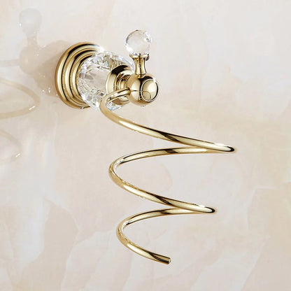 Luxury Gold Polished Brass Bathroom Accessories Set - Wall-Mounted Crystal Bath Hardware Collection - https://mohammadcollection.com
