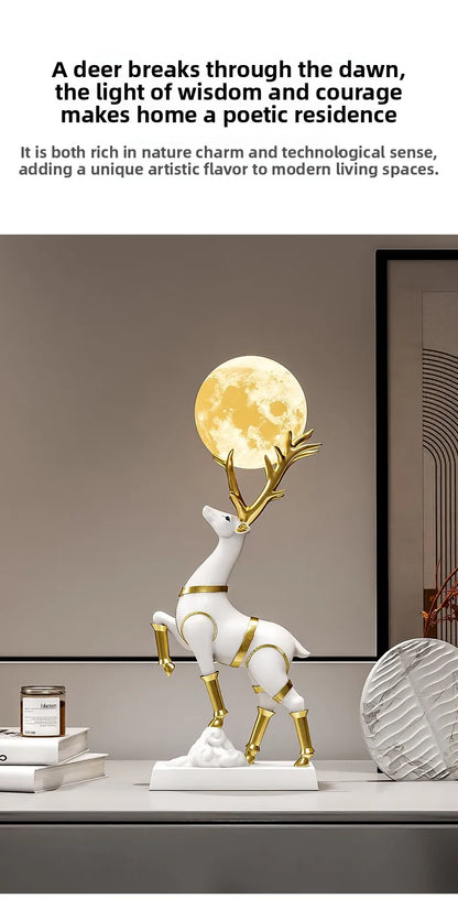 Nordic Luxury Decor Lucky Deer Figurine Living Room Office Desk Decoration Bedroom Night Light Modern Home Art Accessories Gifts - 𝕄𝕮 𝕋𝕙𝕖 𝔹𝕝𝕒𝕔𝕜 𝔻𝕚𝕒𝕞𝕠𝕟𝕕