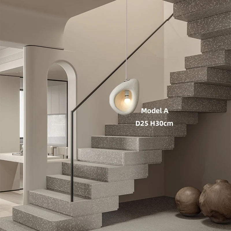 Nordic Villa Stairs Wabi Sabi E27 Led Pendant Lights