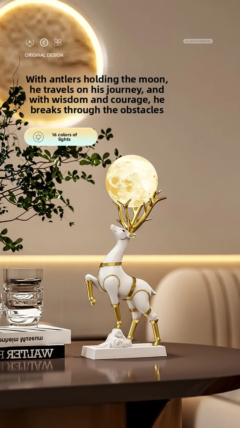 Nordic Luxury Decor Lucky Deer Figurine Living Room Office Desk Decoration Bedroom Night Light Modern Home Art Accessories Gifts - 𝕄𝕮 𝕋𝕙𝕖 𝔹𝕝𝕒𝕔𝕜 𝔻𝕚𝕒𝕞𝕠𝕟𝕕