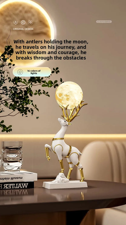 Nordic Luxury Decor Lucky Deer Figurine Living Room Office Desk Decoration Bedroom Night Light Modern Home Art Accessories Gifts - 𝕄𝕮 𝕋𝕙𝕖 𝔹𝕝𝕒𝕔𝕜 𝔻𝕚𝕒𝕞𝕠𝕟𝕕
