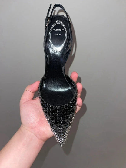 Luxury Rhinestones Gradient Slingbacks Women Pumps Fashion Bling Crystal Banquet Stiletto High Heels Fashion Party Prom Shoes - https://mohammadcollection.com