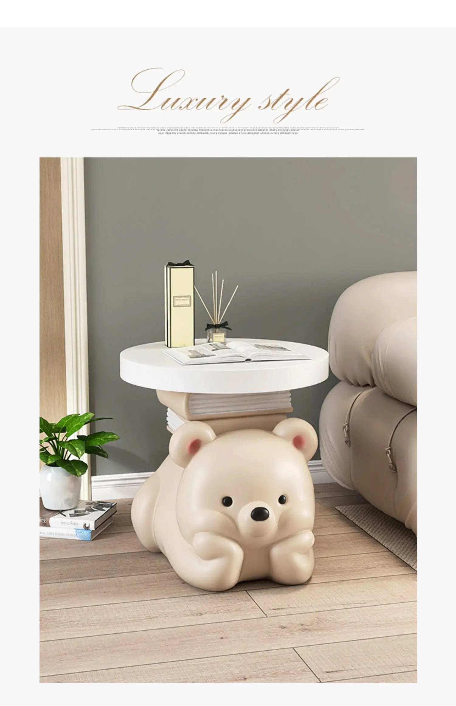 Cream bear living room floor ornaments, home accessories, TV cabinet, sofa side coffee table, bedside table, housewarming gift - 𝕄𝕮 𝕋𝕙𝕖 𝔹𝕝𝕒𝕔𝕜 𝔻𝕚𝕒𝕞𝕠𝕟𝕕