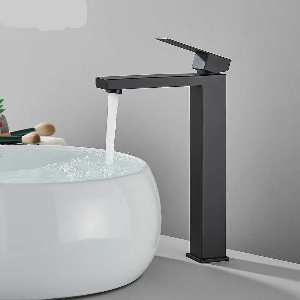 Matte Black Bathroom Basin Faucet Stainless Steel Cold Hot Mixer Deck Mounted Sink Mixer Tap Bathroom Crane Waterfall Tapware - https://mohammadcollection.com
