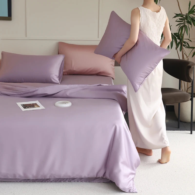 MC Collection 100% Mulberry Silk Bedding Set featuring smooth silk pillowcases and duvet covers in elegant, luxurious home decor style