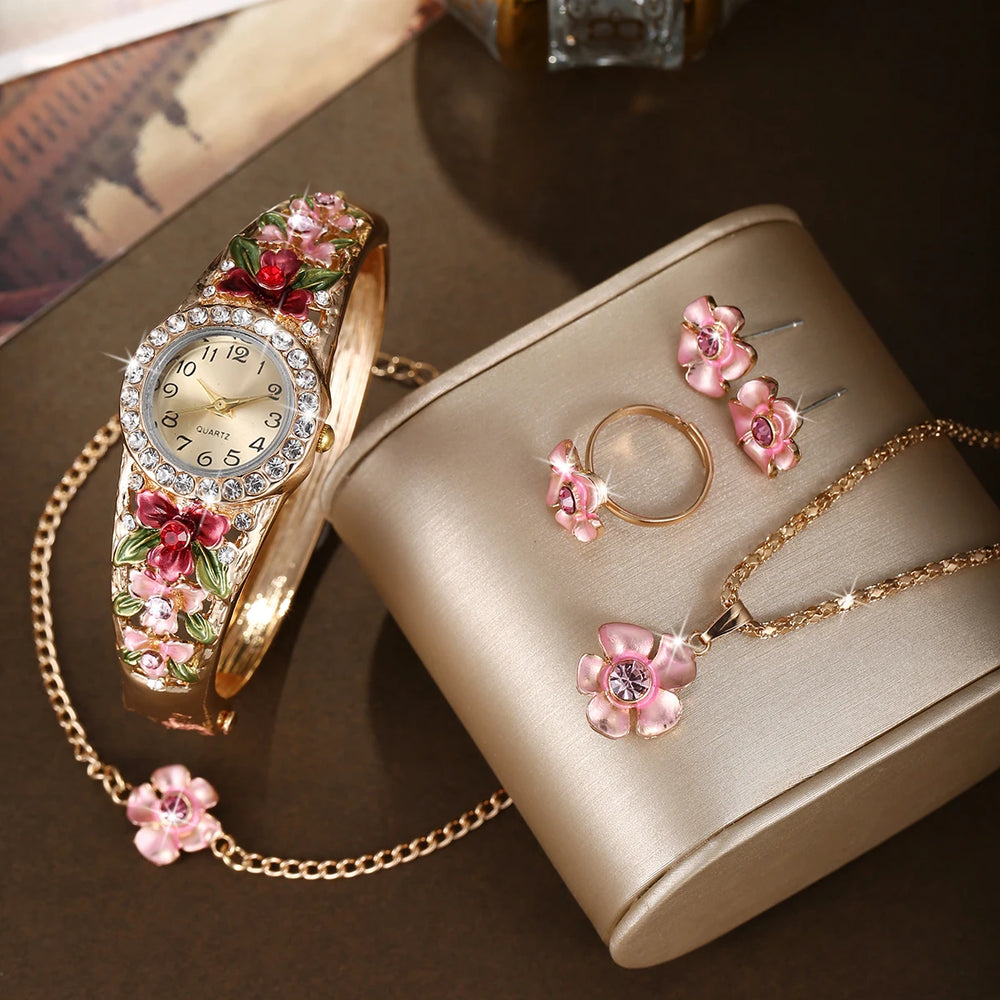 3D flower women's alloy jewelry bracelet watch by 𝕄𝕔 𝕋𝕙𝕖 𝔹𝕝𝕒𝕔𝕜 𝔻𝕚𝕒𝕞𝕠�