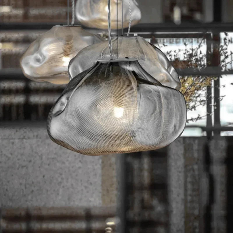 Modern Cloud Design Smoky Grey Glass Pendant Light  Art Hanging Lamp Decorative Blown Glass Pendant Lamp Restaurant Chandelier - https://mohammadcollection.com