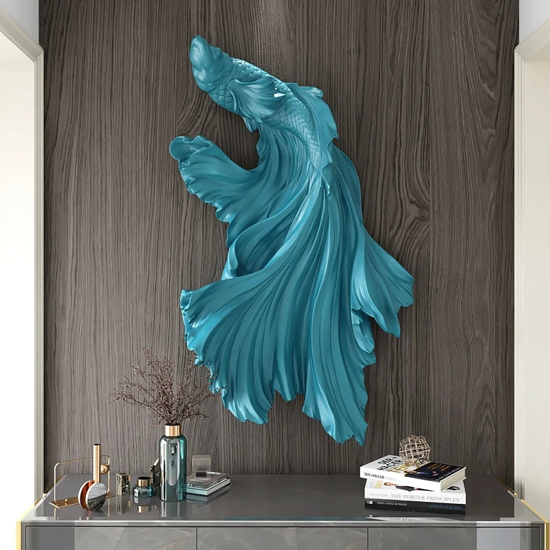 Nordic Home Wall Decor 85cm Fighting Fish Statue Sculpture Feng Shui Decoration Modern Living Room Porch 3D Wall Art Decoration - 𝕄𝕮 𝕋𝕙𝕖 𝔹𝕝𝕒𝕔𝕜 𝔻𝕚𝕒𝕞𝕠𝕟𝕕