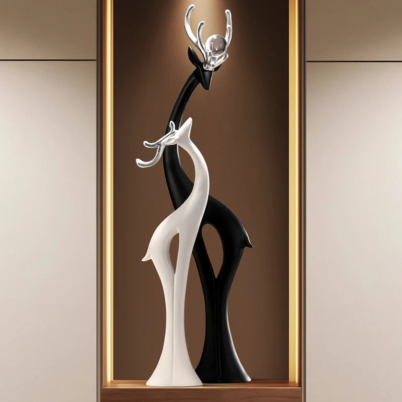 Modern Simple Home Decor Couple Deer Figurine Ornament Light Luxury Living Room TV Cabinet Entrance Desk Decoration Wedding Gift - 𝕄𝕮 𝕋𝕙𝕖 𝔹𝕝𝕒𝕔𝕜 𝔻𝕚𝕒𝕞𝕠𝕟𝕕