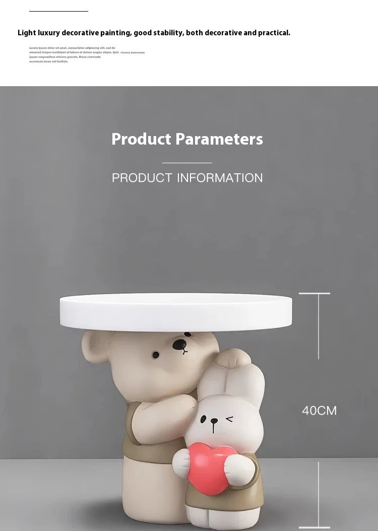 Cream Style Home Decor Parent-child Bear Statue Coffee Table Creative Livingroom Sofa Side Table Bedroom Bedside Table Furniture - 𝕄𝕮 𝕋𝕙𝕖 𝔹𝕝𝕒𝕔𝕜 𝔻𝕚𝕒𝕞𝕠𝕟𝕕