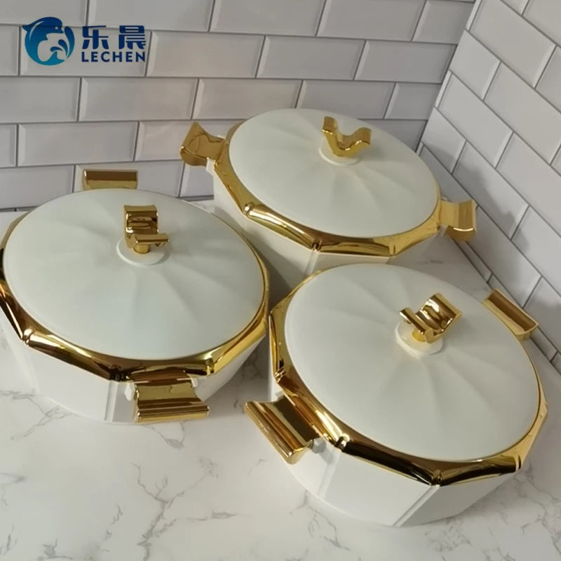 Design Food Warmer Casserole set by MC The Black Diamonds, three insulated thermal containers for hotpot and party serving.