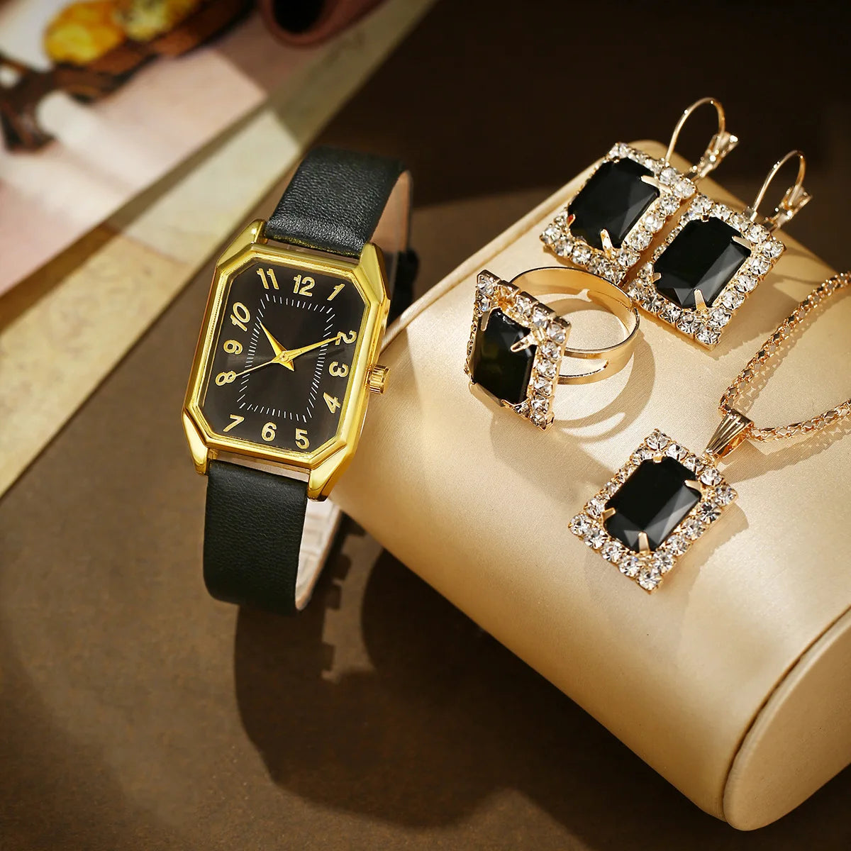 Luxury fashion square women's jewelry watch from Mohammad Collection, showcasing a sleek design with a stylish square dial.