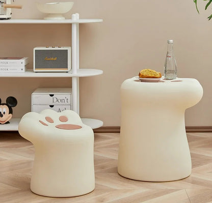 Cream style coffee table, living room, home, small apartment, modern light luxury French cat paw coffee table, cat paw stool - https://mohammadcollection.com