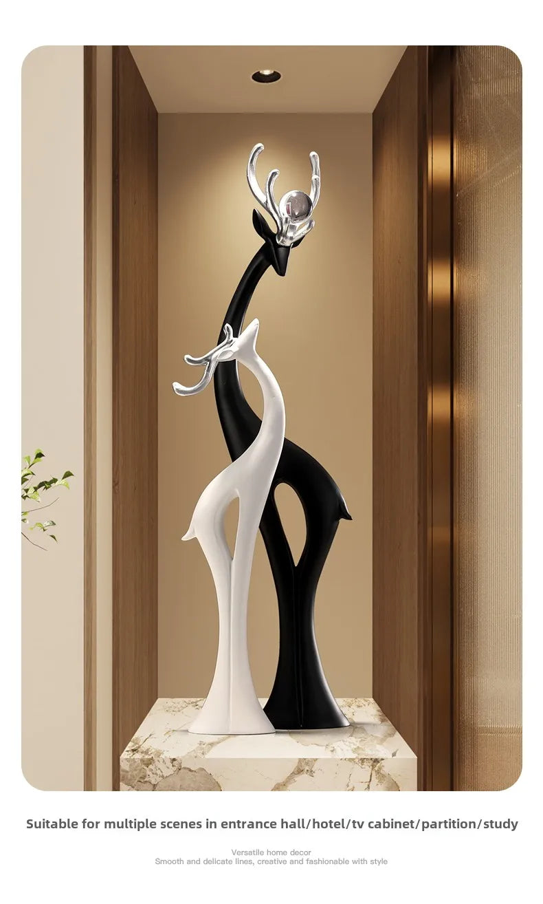 Modern Simple Home Decor Couple Deer Figurine Ornament Light Luxury Living Room TV Cabinet Entrance Desk Decoration Wedding Gift - 𝕄𝕮 𝕋𝕙𝕖 𝔹𝕝𝕒𝕔𝕜 𝔻𝕚𝕒𝕞𝕠𝕟𝕕