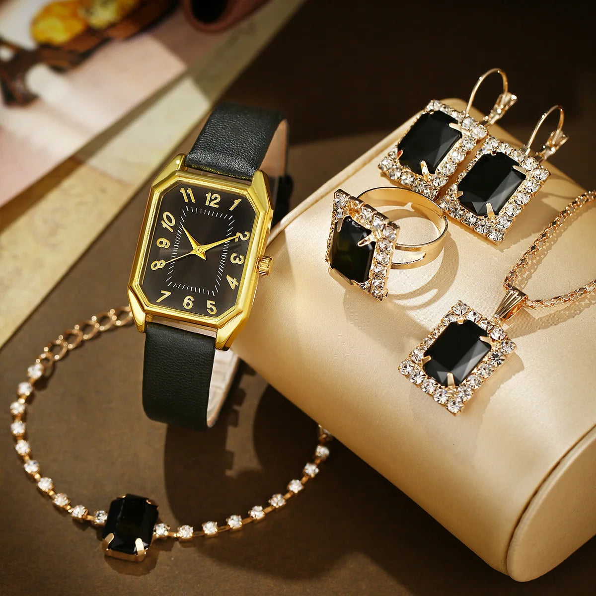 Luxury fashion square women's jewelry watch from Mohammad Collection, featuring a sleek design and elegant bracelet.
