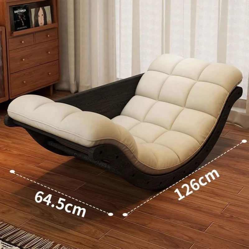 Classic Mc The Black Diamond rocking chair with solid wood frame, curved seat, and armrests, ideal for living room or balcony decor.